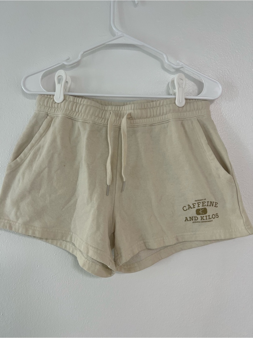 Women's Cream Drawstring Lounge Shorts